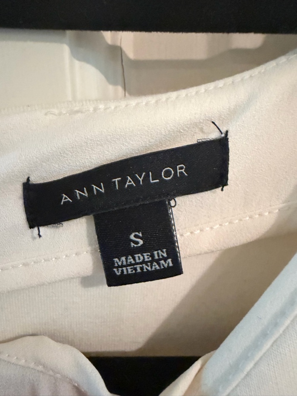 Ann Taylor Cream Short-Sleeve Ponte Peplum Tunic - Picture 2 of 4